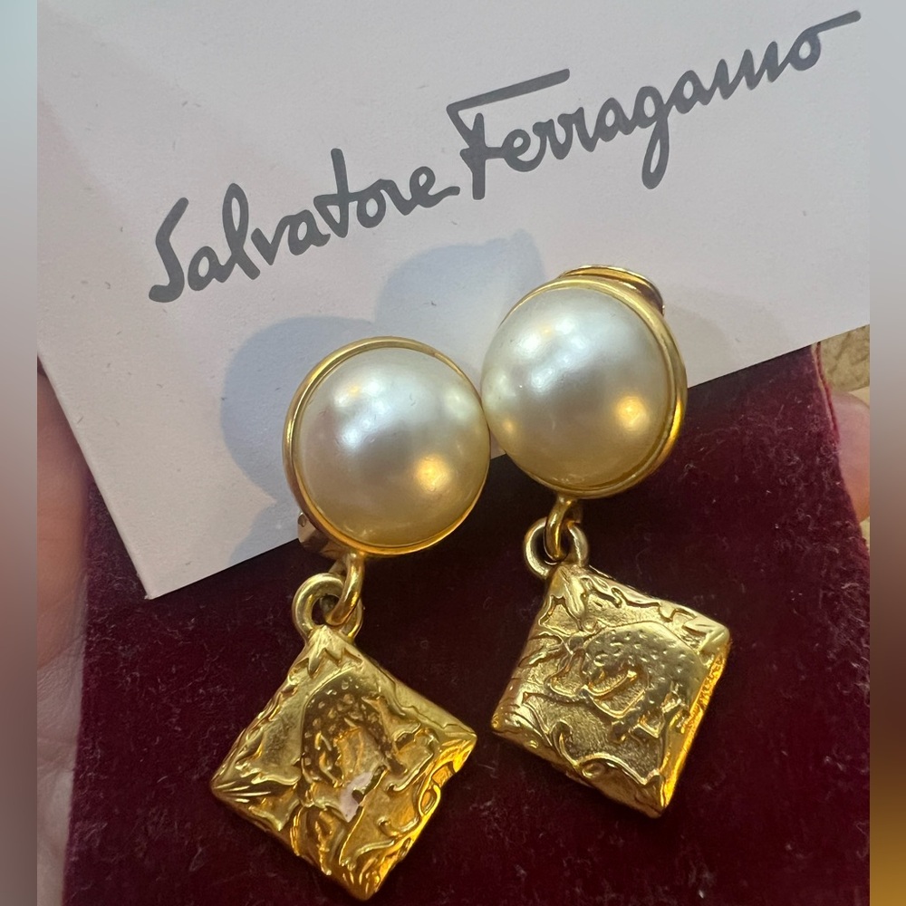 Salvatore Ferragamo Vintage Clip-on Earrings.